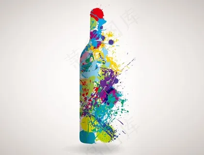 油彩喷溅效果葡萄酒瓶矢量素材 油彩喷溅效果葡萄酒瓶矢量素材