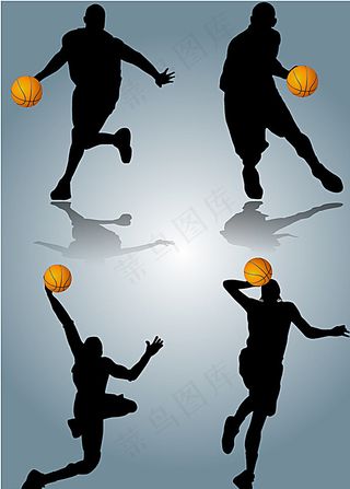 动感篮球运动剪影矢量素材图片