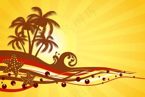 热带海滩元素矢量素材图片