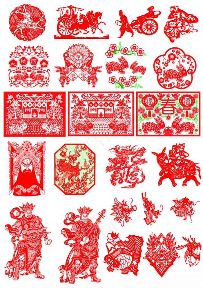 中式古典传统花纹花边雕花图案