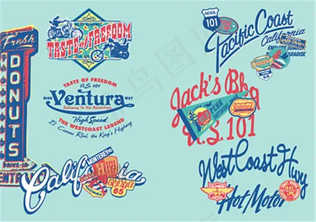 多彩艺术字矢量素材