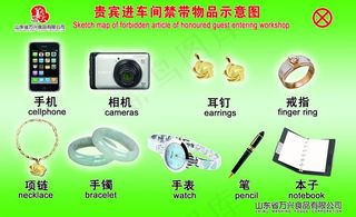 车间禁带物品示意图图片