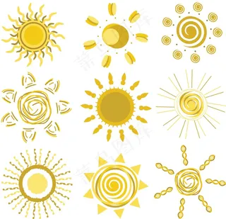 各式太阳图案矢量图