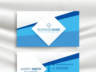 蓝色商务名片矢量模板