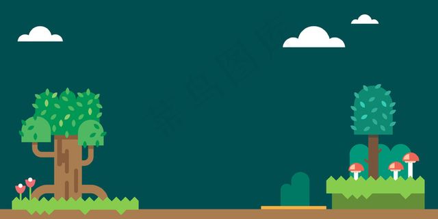 矢量扁平化园林风景树木背景