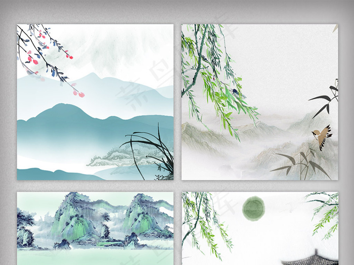 水墨复古清明节主图背景