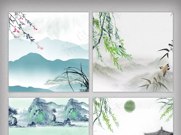 水墨复古清明节主图背景