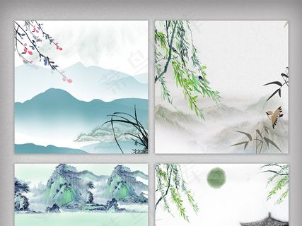 水墨复古清明节主图背景