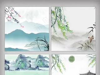 水墨复古清明节主图背景