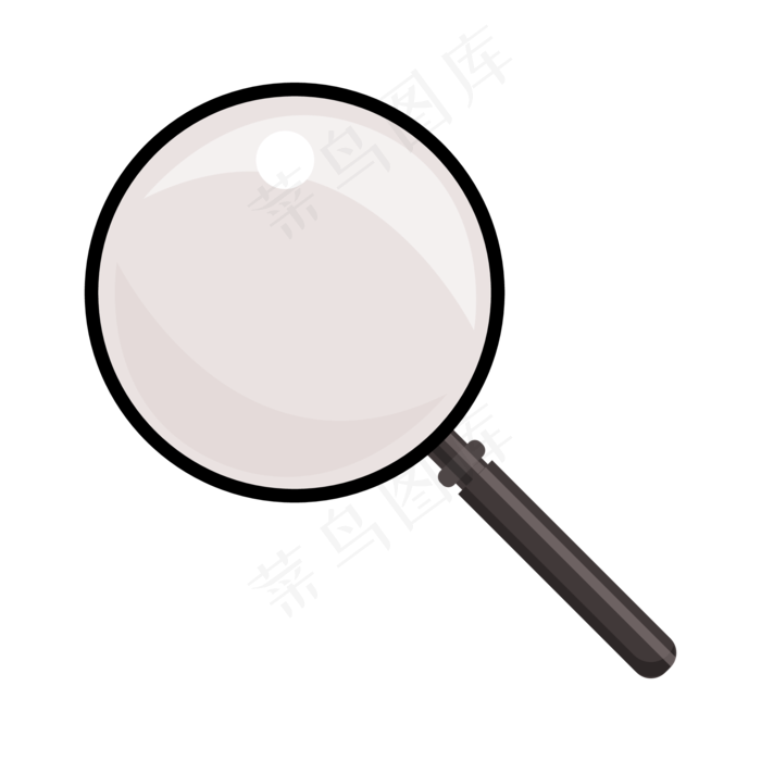 手绘黑色放大镜插画