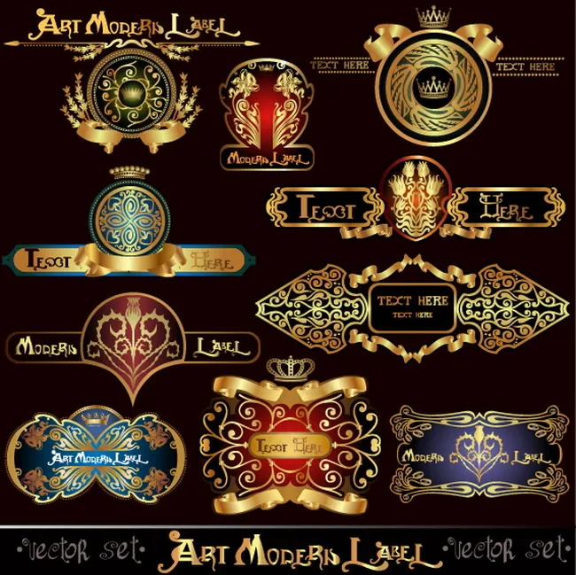 欧式花纹奢华标签矢量素材eps,ai矢量模版下载
