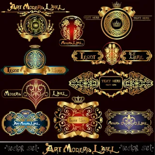 欧式花纹奢华标签矢量素材