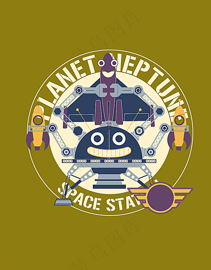 矢量机器人印花图案图片