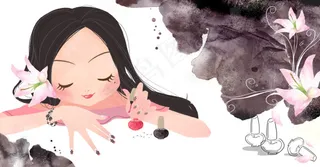 香艳百合花女性插画PSD分层