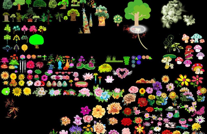 彩灯设计花草树木图片