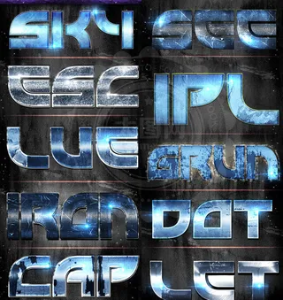 蓝色科技镜面反射效果PS字体样式