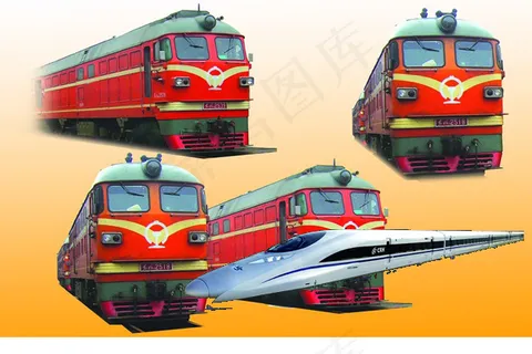 高铁火车和普通火车分层PSD素材 高铁火车和普通火车分层PSD素材