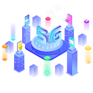 2.5D手机5G信息装饰,免抠元素