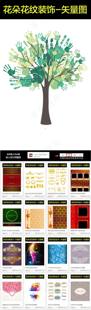 卡通彩绘水墨花朵装饰底纹背景图