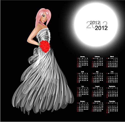 2012新年日历模板eps,ai矢量模版下载