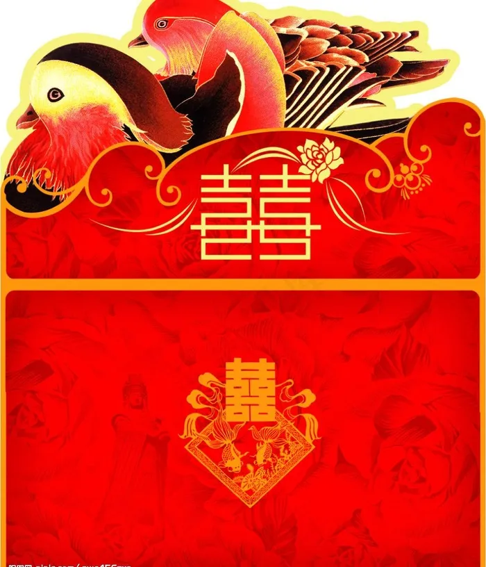 传统的鸳鸯请帖设计图片psd模版下载