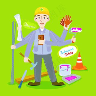 卡通工人素材