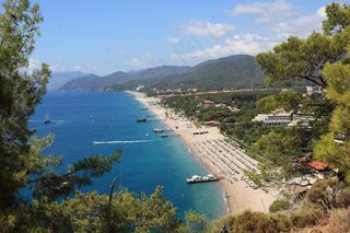 黄金沙滩俯瞰摄影图片