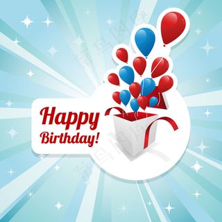 卡通气球礼盒生日海报