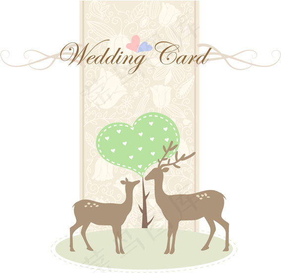 温馨婚礼邀请卡矢量素材 AI