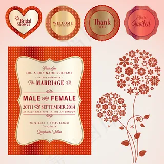 花朵装饰标签矢量素材