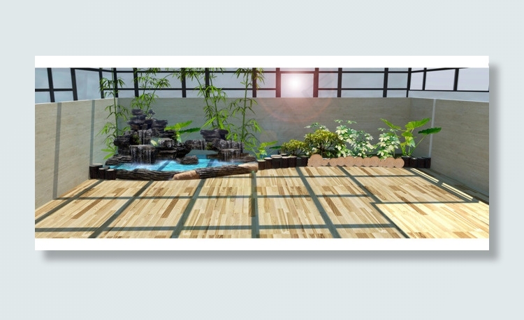 室内假山水景3D模型psd模版下载