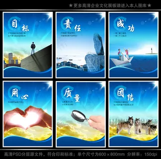 全套企业文化展板海报PSD下载