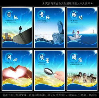 全套企业文化展板海报PSD下载