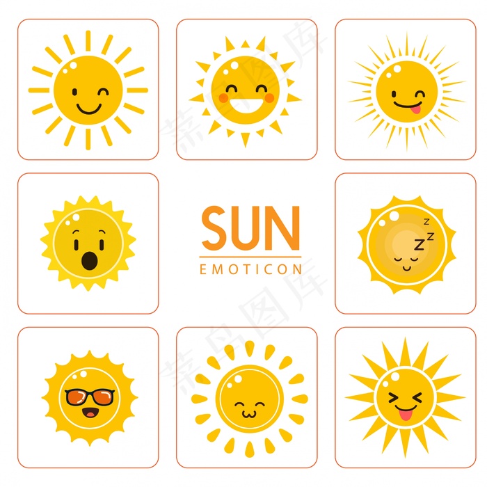 太阳表情eps,ai矢量模版下载
