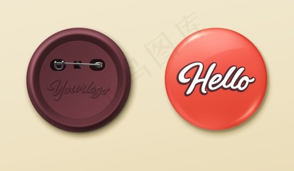 逼真胸针徽章PSD素材