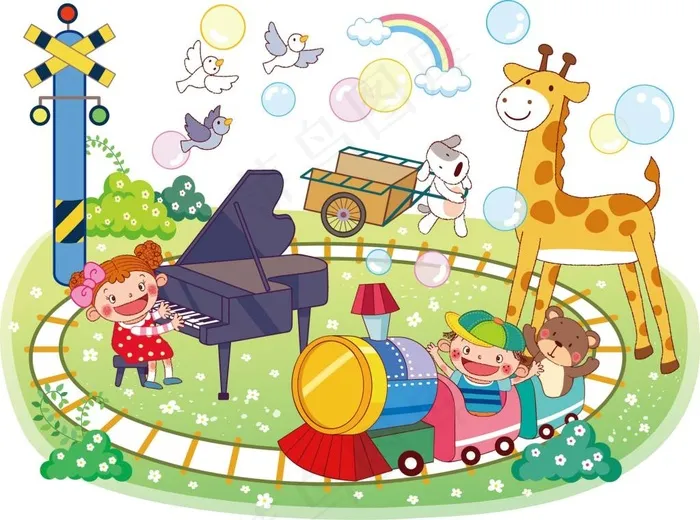 韩风卡通人物ai矢量模版下载