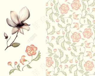 花纹底纹花朵等古典花纹素材