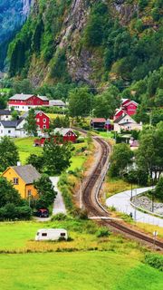 外国乡村火车轨道高清摄影图片