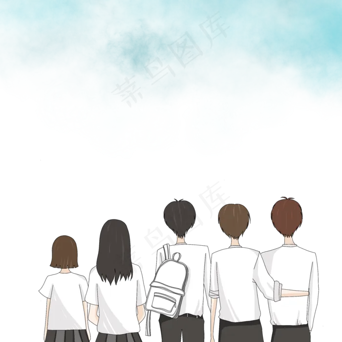 毕业季青春不散场学生背影边框(2000*2000px 300 dpi )psd模版下载