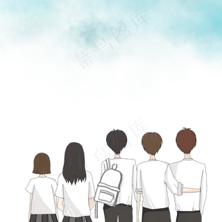 毕业季青春不散场学生背影边框