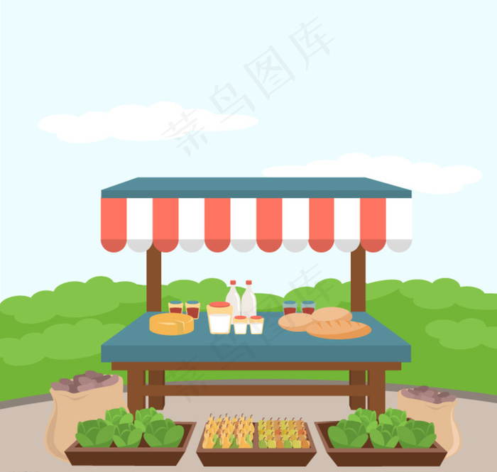 创意蔬菜摊设计矢量素材图片