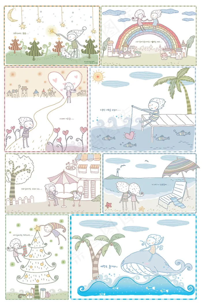 简约儿童插画eps,ai矢量模版下载