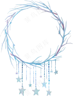 PNG免扣分层唯美手绘水彩花环花朵...