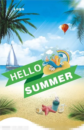 夏天吊旗矢量素材