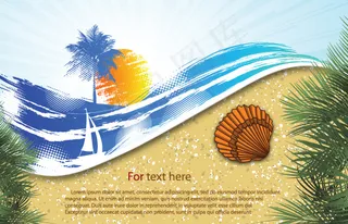 清凉夏季海洋海滩背景矢量素材