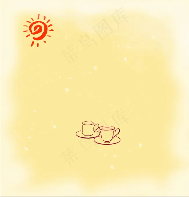 手绘阳光下的杯子psd模版下载