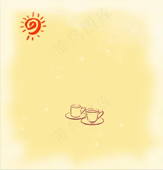 手绘阳光下的杯子