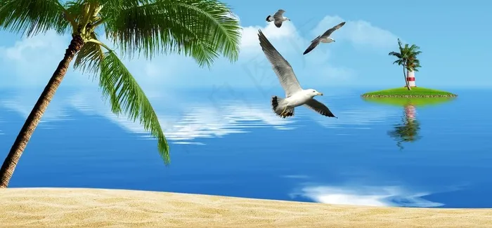 海滩图片psd模版下载