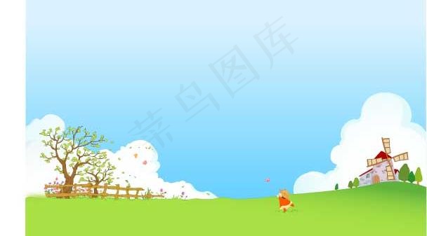 韩国春天风景矢量图10ai矢量模版下载