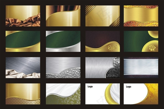 金色银色名片卡片模板设计矢量素材